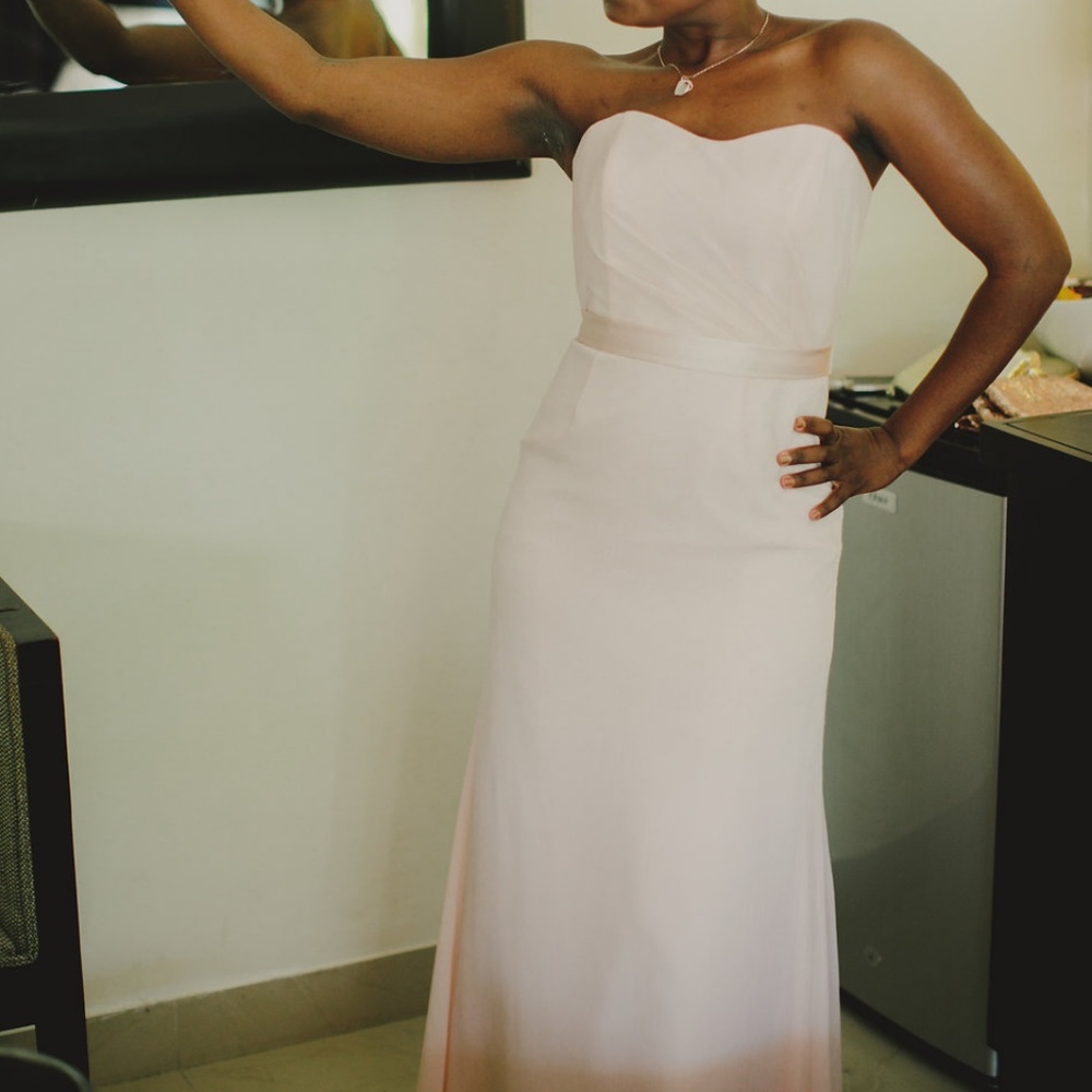 Chiffon Bridesmaid Gown with Lace Back and Inset